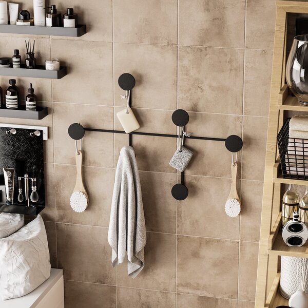 Wallity Nástěnný kovový věšák Dama 82 cm černý