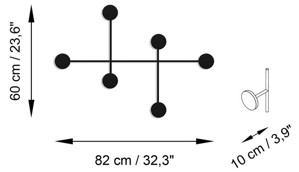 Wallity Nástěnný kovový věšák Dama 82 cm černý