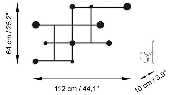 Wallity Nástěnný kovový věšák Fatara 112 cm černý