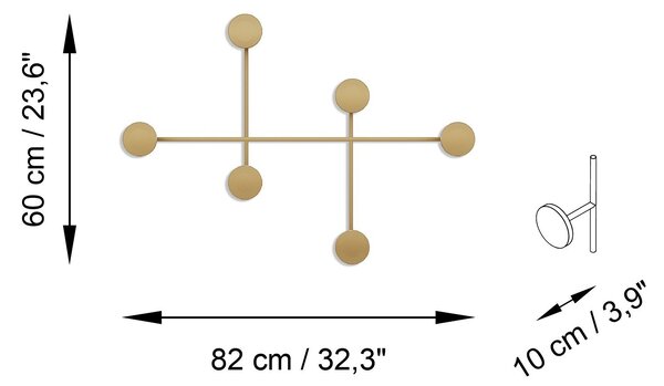 Wallity Nástěnný kovový věšák Dama 82 cm zlatý