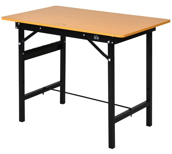 HOMCOM Skládací pracovní stůl Skládací pracovní stůl s pravítkem Nosnost 100 kg 100x60x75,5 cm Přirozená a černá | Aosom