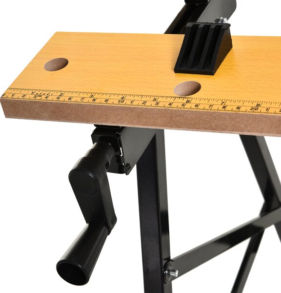 Skládací pracovní stůl DURHAND s hmoždinkami a 2 kličkami jako podpěra s nosností 100 kg, 60,5 x 62,5 x 78,5 cm - Přirozená a Černá | Aosom