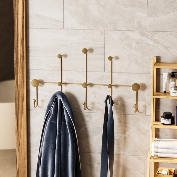 Wallity Nástěnný kovový věšák Iyon 80 cm zlatý