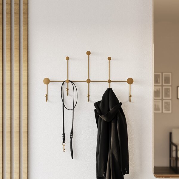 Wallity Nástěnný kovový věšák Iyon 80 cm zlatý