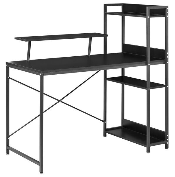Pracovní stůl BILOXY Černá 120 cm 64 cm s policemi