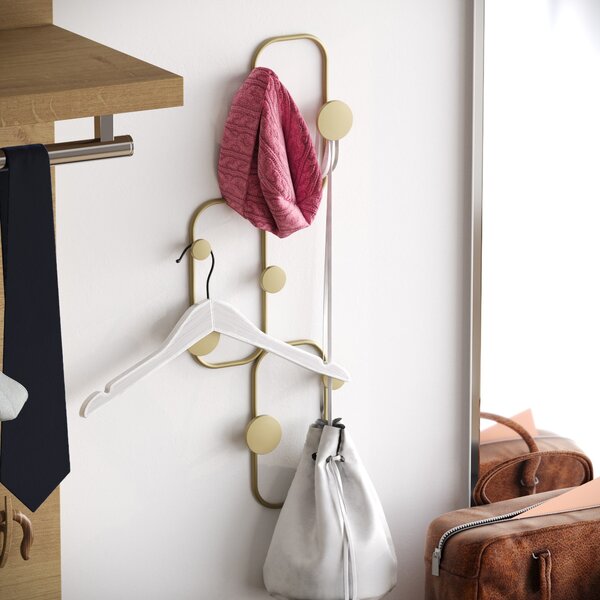 Wallity Nástěnný kovový věšák Lizzard 28 cm zlatý