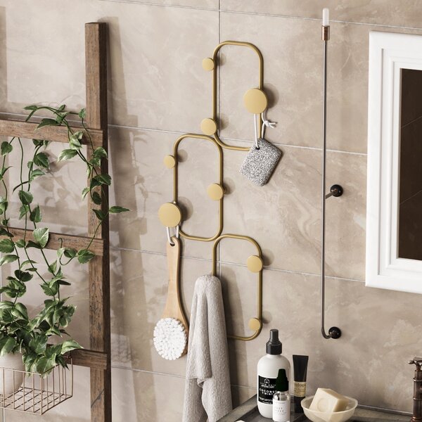 Wallity Nástěnný kovový věšák Lizzard 28 cm zlatý