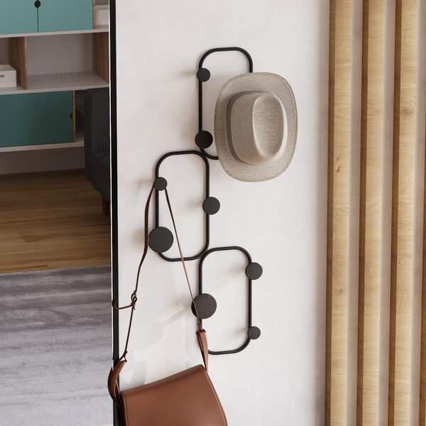 Wallity Nástěnný kovový věšák Lizzard 28 cm černý