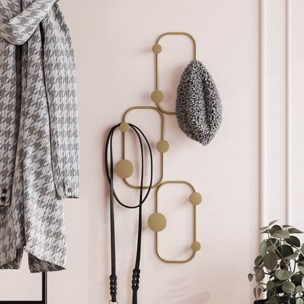 Wallity Nástěnný kovový věšák Lizzard 28 cm zlatý