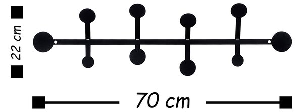 Wallity Nástěnný věšák Hook 70 cm černý