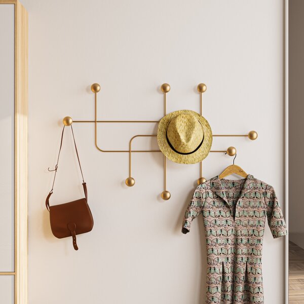 Wallity Nástěnný kovový věšák Samara 107 cm zlatý