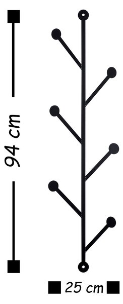 Wallity Nástěnný kovový věšák Rod 94 cm černý