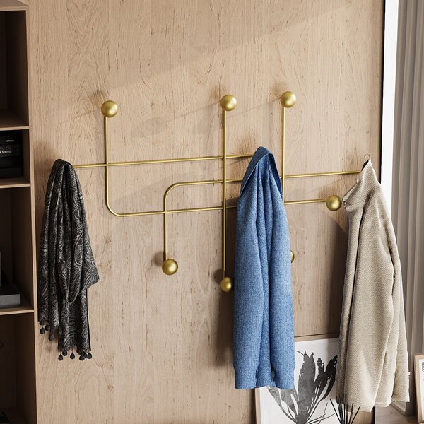 Wallity Nástěnný kovový věšák Samara 107 cm zlatý