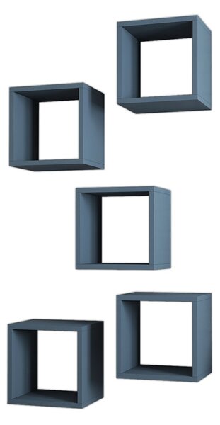 Kalune Design Sada 5 nástěnných polic BOXE modrá