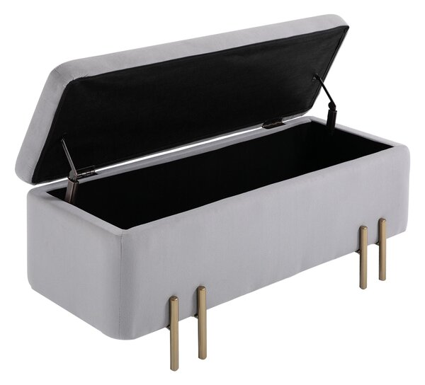 HOMCOM úložný otoman s potahem, 70L, s kovovými nohami do vstupu a obývacího pokoje, 100x40x42 cm, světle šedý | Aosom