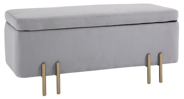 HOMCOM úložný otoman s potahem, 70L, s kovovými nohami do vstupu a obývacího pokoje, 100x40x42 cm, světle šedý | Aosom