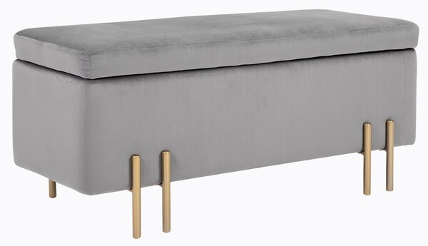 HOMCOM úložný otoman s potahem, 70L, s kovovými nohami do vstupu a obývacího pokoje, 100x40x42 cm, světle šedý | Aosom