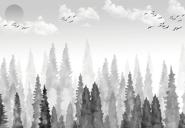 Fototapeta - Akvarelový les (245x170 cm)