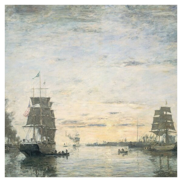 Obraz - Eugène Boudin, Entrance to the Harbor, Le Havre, reprodukce (30x30 cm)