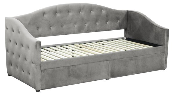 KONDELA Postel s úložným prostorem, 90x200, šedá Velvet látka, ZASKA
