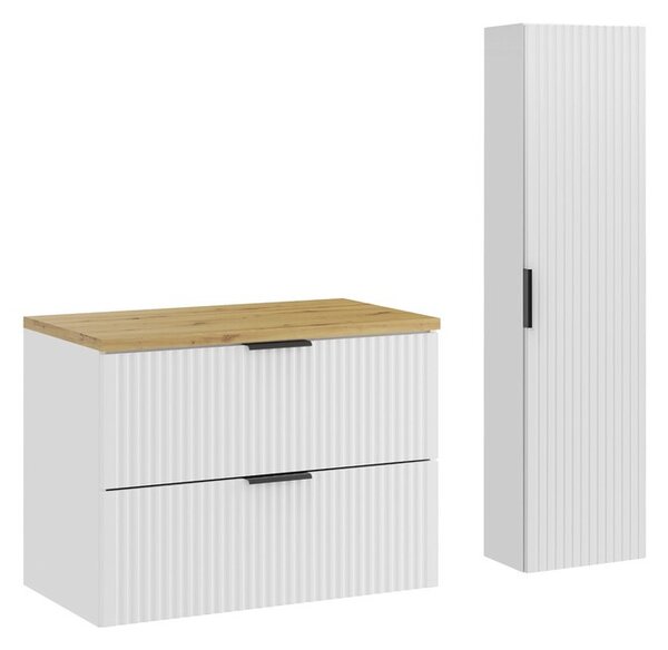 Comad Koupelnová sestava Casad s deskou a skříňkami 80 cm bílá/dub artisan