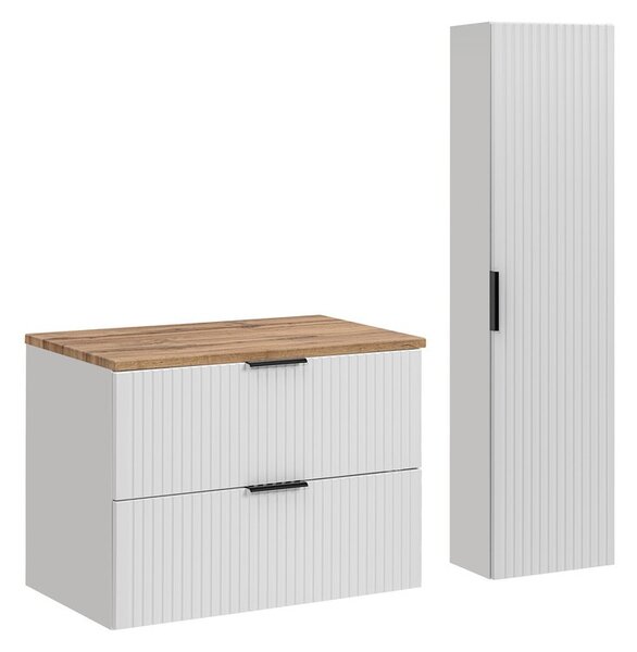 Comad Koupelnová sestava Casad s deskou a skříňkami 80 cm bílá/dub wotan
