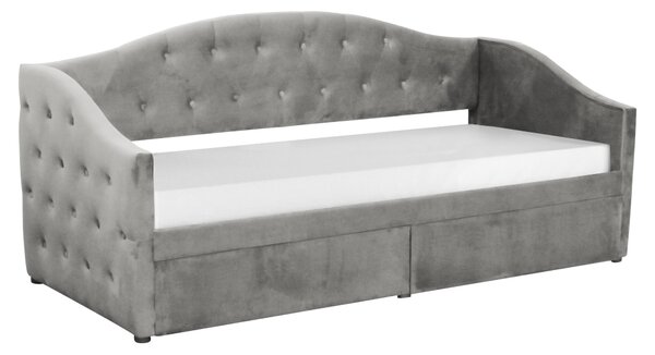 KONDELA Postel s úložným prostorem, 90x200, šedá Velvet látka, ZASKA