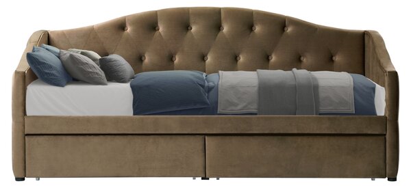 KONDELA Postel s úložným prostorem, 90x200, hnědá Velvet látka, ZASKA