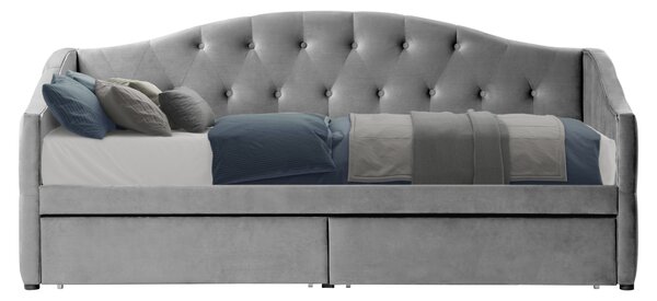 KONDELA Postel s úložným prostorem, 90x200, šedá Velvet látka, ZASKA