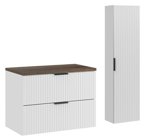 Comad Koupelnová sestava Casad s deskou a skříňkami 80 cm bílá/dub santa fe vintage