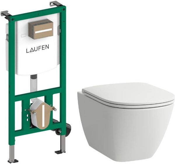 Sada WC mísa se sedátkem s pomalým sklápěním Laufen Lua H8660820000001, podomítkový WC modul Laufen Ineo H9201140000001