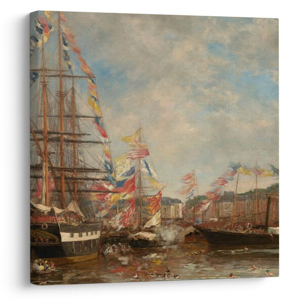 Obraz - Eugène Boudin, Festival in the Harbor of Honfleur, reprodukce (30x30 cm)