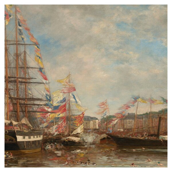 Obraz - Eugène Boudin, Festival in the Harbor of Honfleur, reprodukce (30x30 cm)