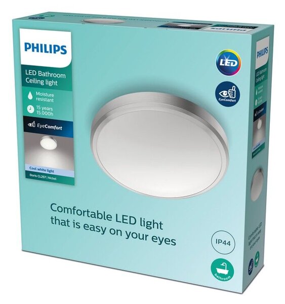 Doris CL257 koupelnové přisazené LED svítidlo 1x17W 1700lm 4000K IP44 31cm, niklové