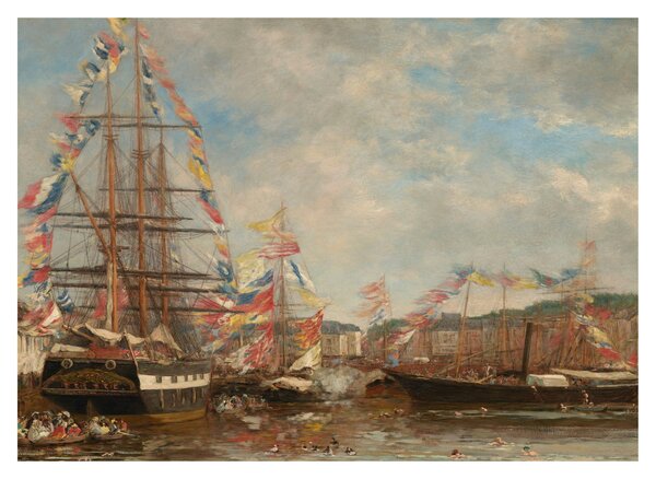 Obraz - Eugène Boudin, Festival in the Harbor of Honfleur, reprodukce (70x50 cm)