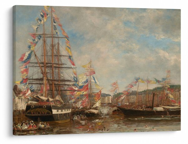 Obraz - Eugène Boudin, Festival in the Harbor of Honfleur, reprodukce (70x50 cm)