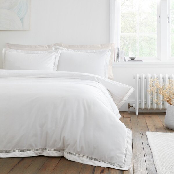 Bílé bavlněné povlečení na dvoulůžko 200x200 cm Oxford Lace Trim – Bianca