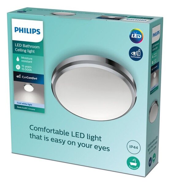 Doris CL257 koupelnové přisazené LED svítidlo 1x6W 640lm 4000K IP44 22cm, chromové