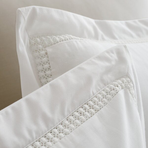 Bílé bavlněné povlečení na dvoulůžko 200x200 cm Oxford Lace Trim – Bianca