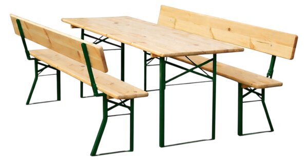 Pivní set PREMIUM 220x70cm - masiv borovice - stůl + lavice s opěrkou