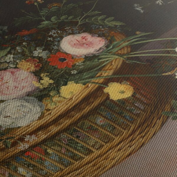 Obraz - Jan Brueghel the Elder, Flowers in a Basket and a Vase, reprodukce (125x70 cm)