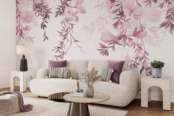 Fototapety Kaskáda květů · Růžová, Fototapety s přírodními motivy, Fototapety listy, w10081v1 : uwalls.cz
