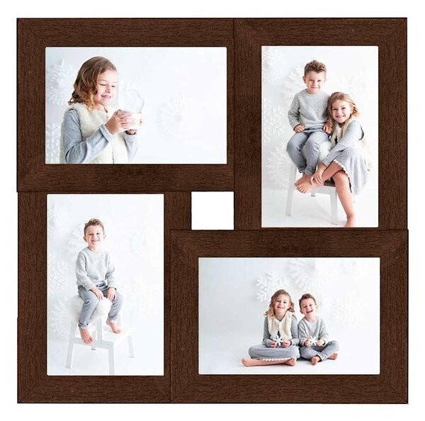 Kolážový fotorámeček na 4 obrázky (13 x 18 cm) tmavě hnědý MDF 332771