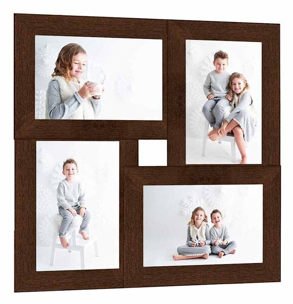 Kolážový fotorámeček na 4 obrázky (13 x 18 cm) tmavě hnědý MDF 332771