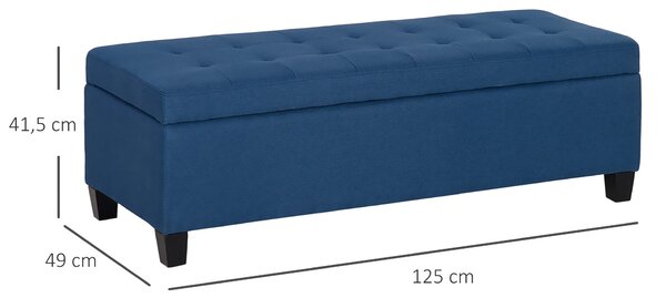 HOMCOM Čalouněná Odkládací Lavice s Úložným Prostorem, Čalouněná Lněným Materiálem s Otevíracím Víkem pro Obývací Pokoj, Předsíň, Ložnici, Nosnost 120