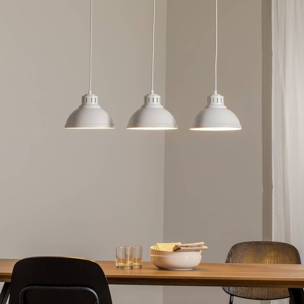 Luminex Závěsné svítidlo Sven, třísvítidlo, bílé, ocel, E27, stmívatelný, Bílá / opál, Obývací pokoj / jídelna, kov, Industriální design