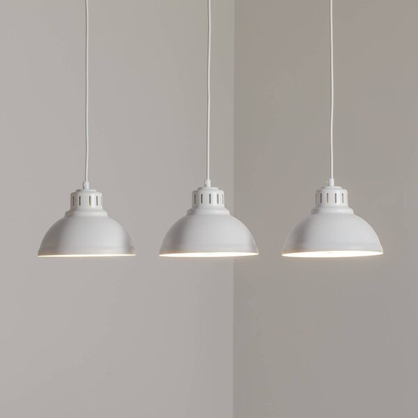 Luminex Závěsné svítidlo Sven, třísvítidlo, bílé, ocel, E27, stmívatelný, Bílá / opál, Obývací pokoj / jídelna, kov, Industriální design
