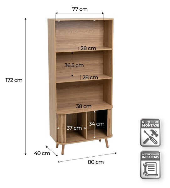 Knihovna v dekoru dubu v přírodní barvě 80x172x40 cm Elia – Casa Selección