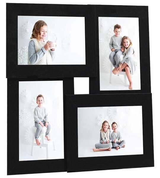 Kolážový fotorámeček na 4 obrázky (10 x 15 cm) černý MDF 332774