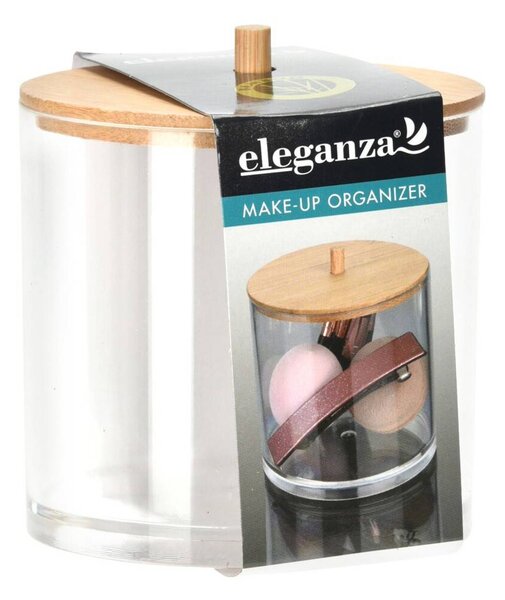 Úložný box na make-up a vatové tamponky s bambusovým víkem